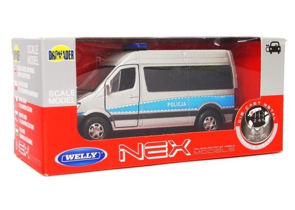 Mercedes Sprinter Policja srebrny Skala 1:34