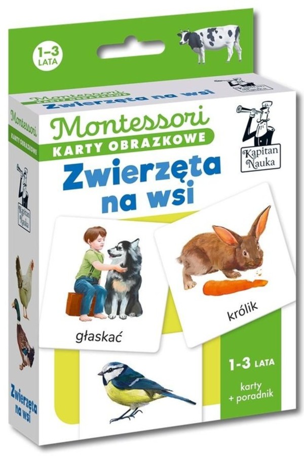 Montessori Karty obrazkowe Zwierzęta na wsi Kapitan Nauka 1-3 lata