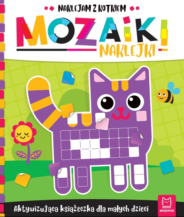 Mozaiki naklejki Aktywizująca książeczka dla małych dzieci Naklejam z kotkiem