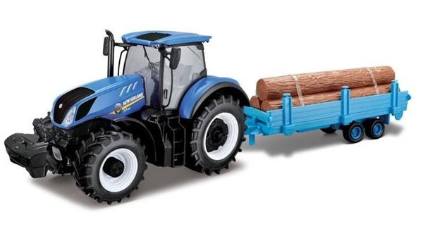 New Holland T7.315 z przyczepą i belami słomy