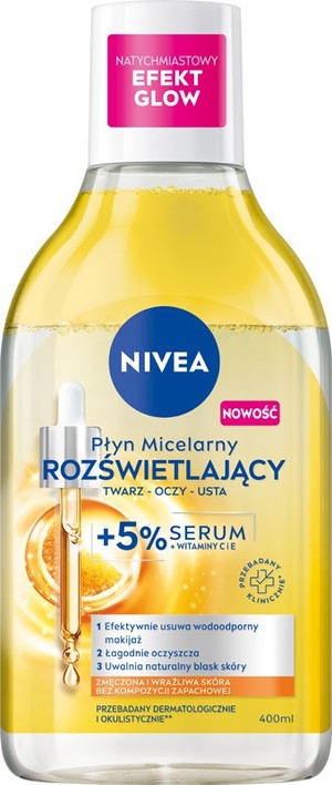 Płyn micelarny rozświetlający twarz-oczy-usta + 5% serum