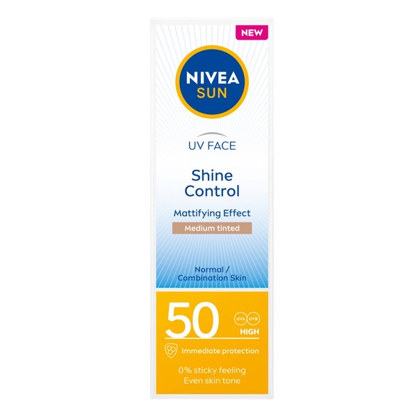 Uv Face Shine Control Medium Tinted SPF50 Matujący krem do twarzy z kolorem