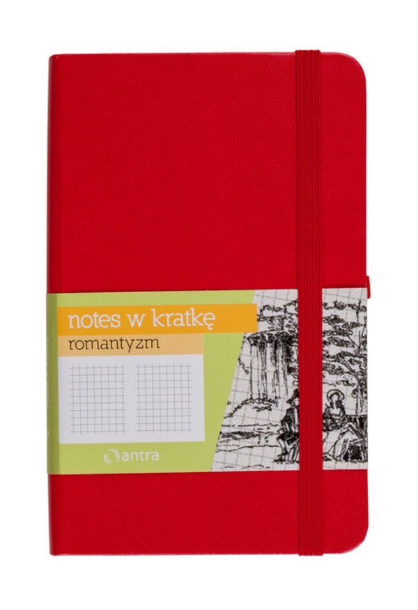 Notes A5 z gumką Romantyzm kratka czerwony