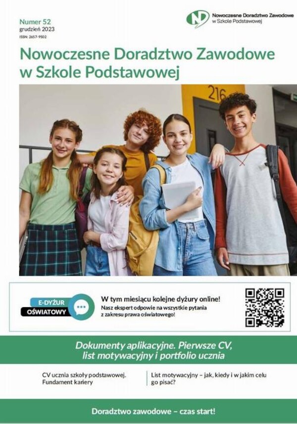 Nowoczesne Doradztwo Zawodowe w Szkole Podstawowej, numer 52, Dokumenty aplikacyjne. Pierwsze CV, list motywacyjny i portfolio ucznia - pdf