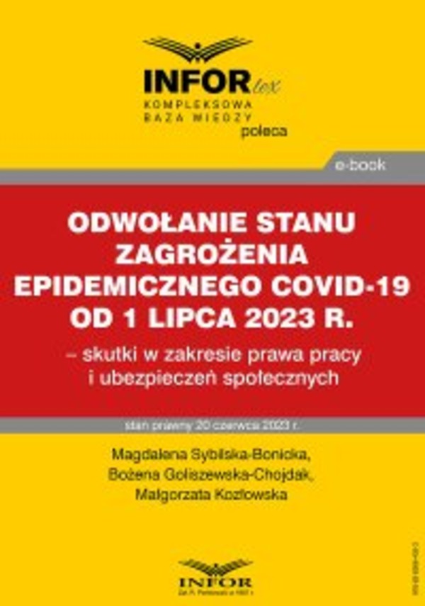 Odwołanie stanu zagrożenia epidemicznego COVID-19 od 1 lipca 2023 r. – skutki w zakresie prawa pracy i ubezpieczeń społecznych - pdf