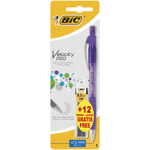 Ołówek z gumką velocity pro bic 0.5mm mmp blister 1+12szt