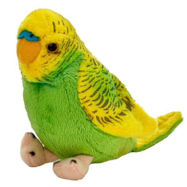 Maskotka Papuga falista zielono-żółta 13 cm