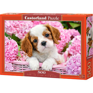 Puzzle Pies w różowych kwiatach 500 elementów