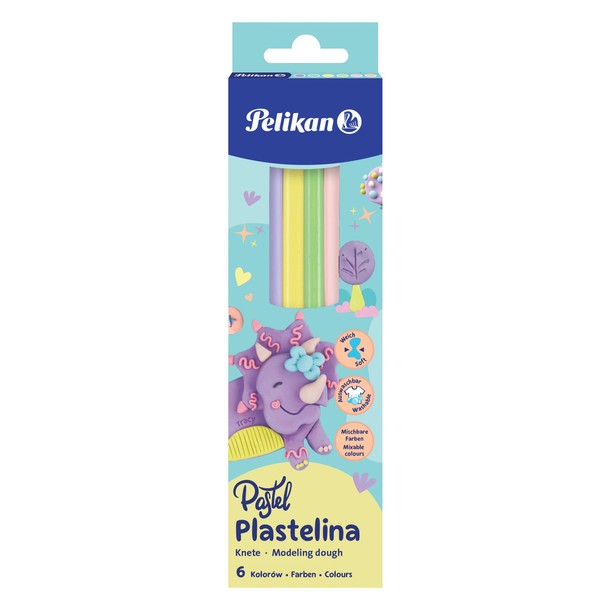 Plastelina pelikan pastel 100gr 6 kolorów