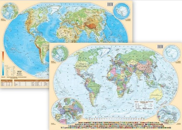 Podkładka na biurko dwustronna mapa świat fizyczno-administracyjna eko