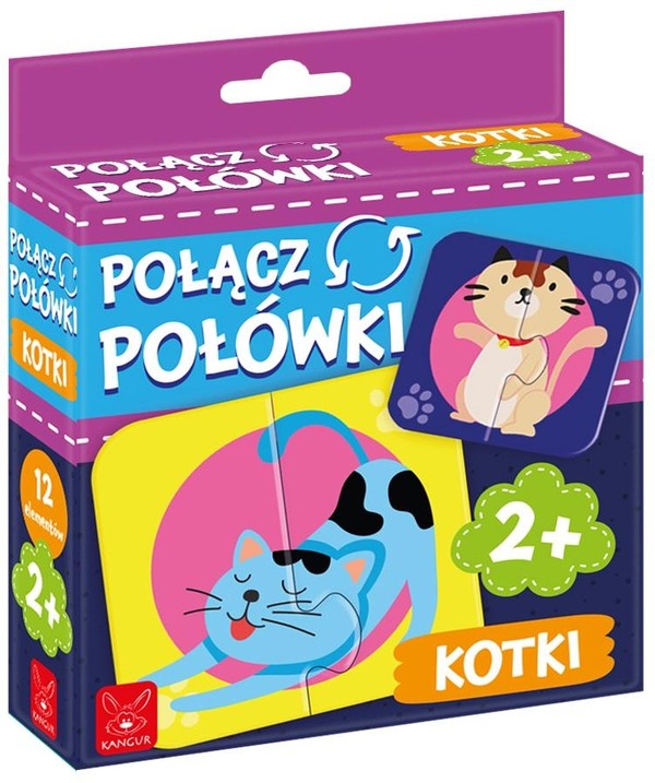 Puzzle Połącz połówki Kotki 12 elementów