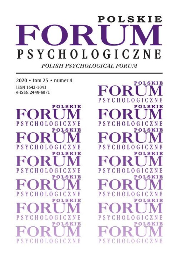 Polskie Forum Psychologiczne, tom 25 numer 4 - pdf