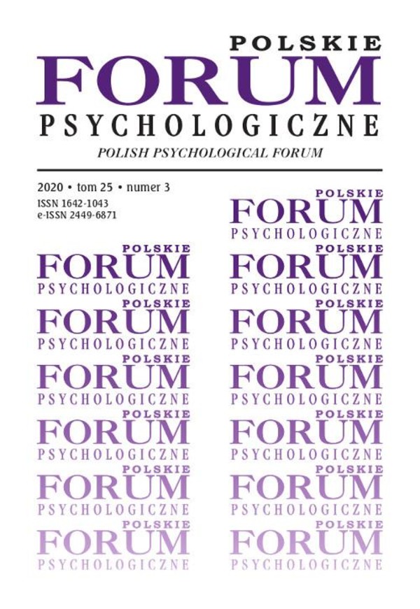 Polskie Forum Psychologiczne, tom 25 numer 3 - pdf