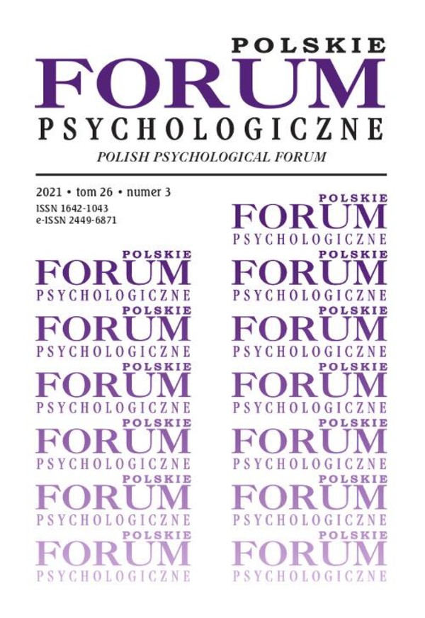 Polskie Forum Psychologiczne, tom 26 numer 3 - pdf