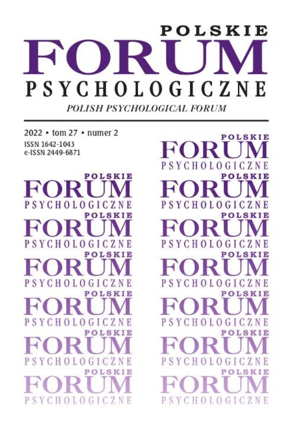 Polskie Forum Psychologiczne tom 27 numer 2 - pdf