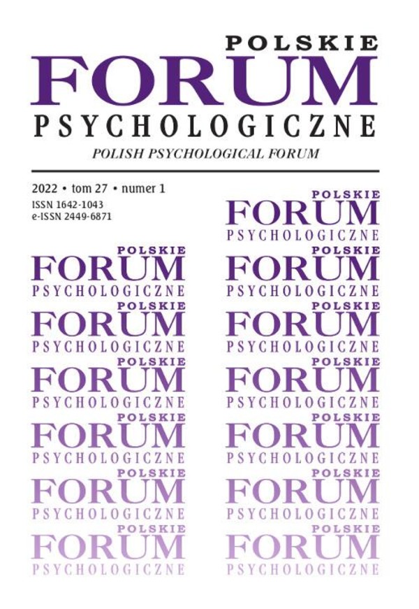 Polskie Forum Psychologiczne, tom 27 numer 1 - pdf