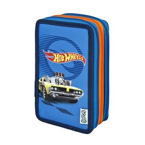 Potrójny piórnik z wyposażeniem Hot Wheels