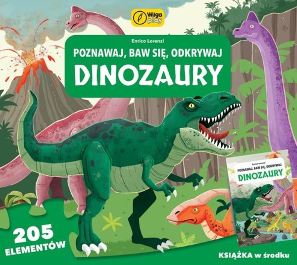Puzzle 205 elementów +książka Dinozaury Poznawaj, baw się, odkrywaj