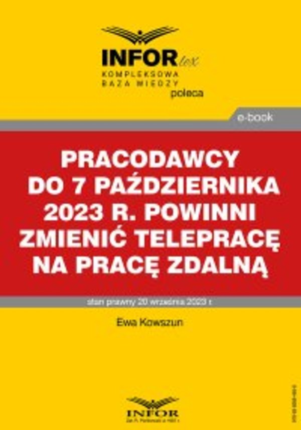 Pracodawcy do 7 października 2023 r. powinni zmienić telepracę na pracę zdalną - pdf