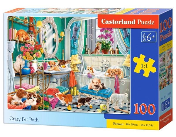 Puzzle Szalona kąpiel zwierząt 100 elementów