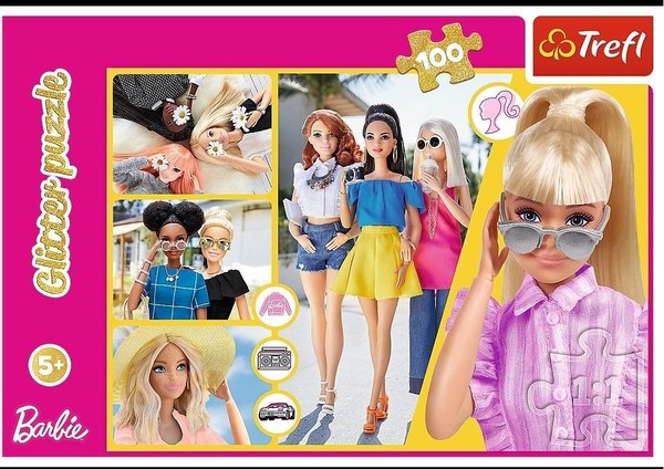 Puzzle Glitter Brokatowa Barbie 100 elementów