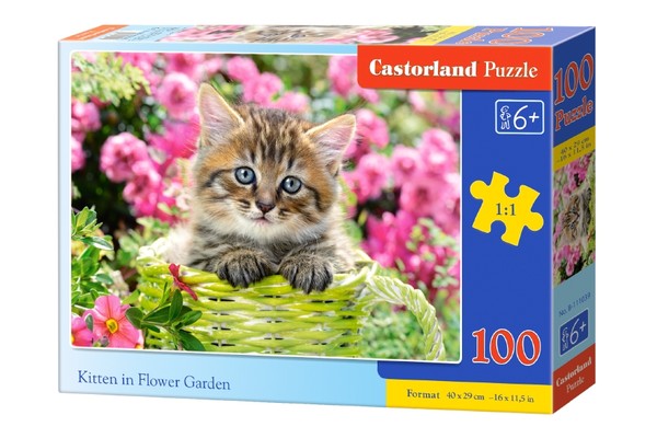 Puzzle Kotek w kwiecistym ogrodzie 100 elementów
