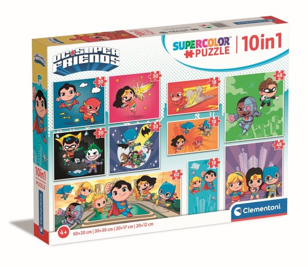 Puzzle 10w1 Super Color DC Comics 3x18, 4x30, 2x48 i 60 elementów