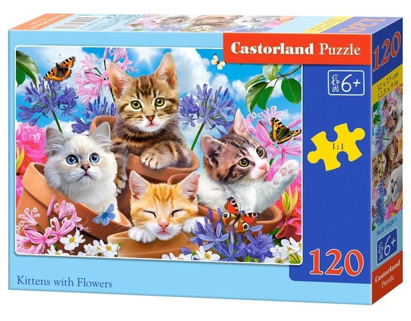 Puzzle Kotki z kwiatami 120 elementów