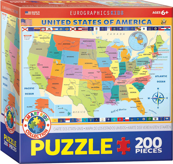 Puzzle mapa USA 200 elementów