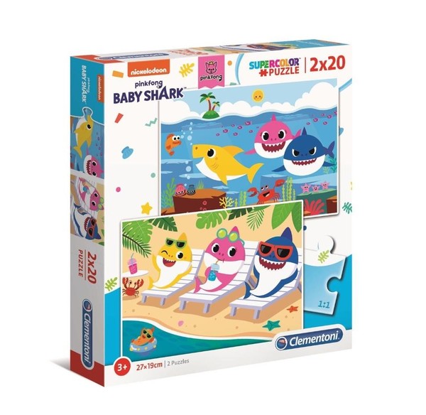 Puzzle Super kolor Baby Shark - 2x20 elementów