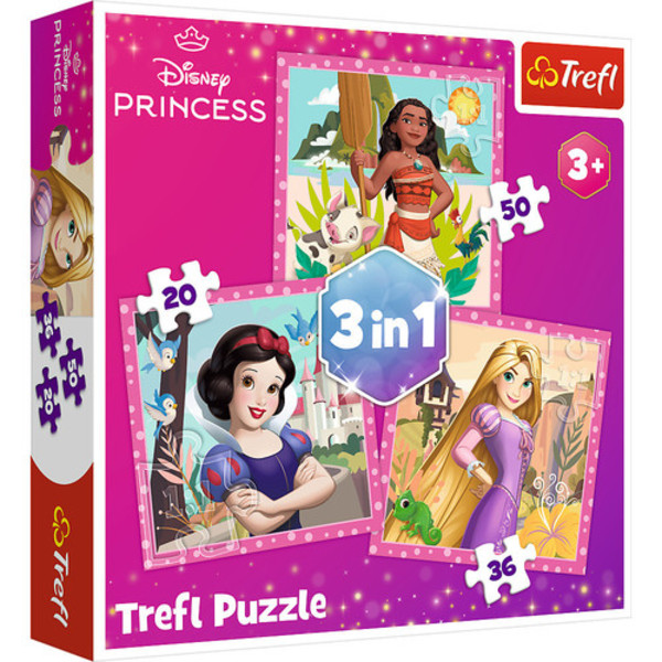 Puzzle 3w1 Piękne kwiaty Księżniczki Disney 20, 36 i 50 elementów