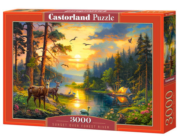 Puzzle Zachód słońca nad leśną rzeką 3000 elementów