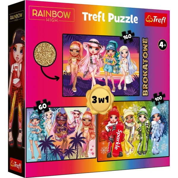 Puzzle 3w1 Rainbow High 60, 100 i 160 elementów