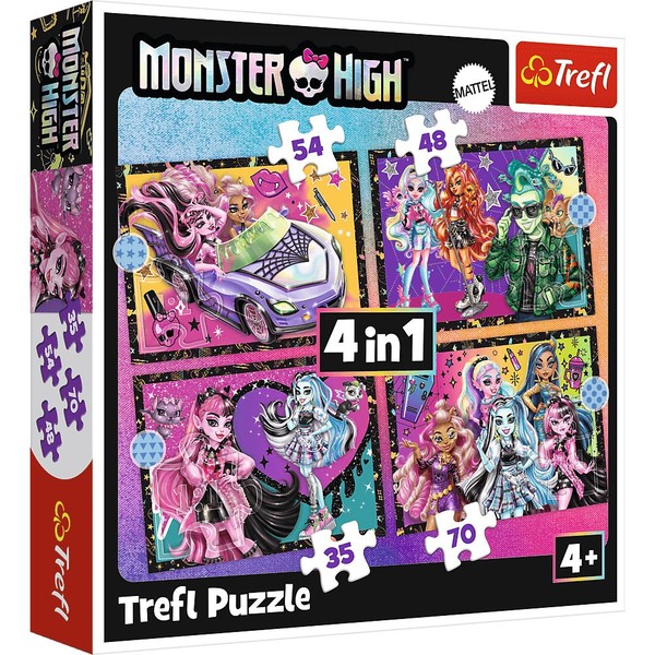 Puzzle 4w1 Elektryzujący dzień Monster High 35, 48, 54 i 70 elementów