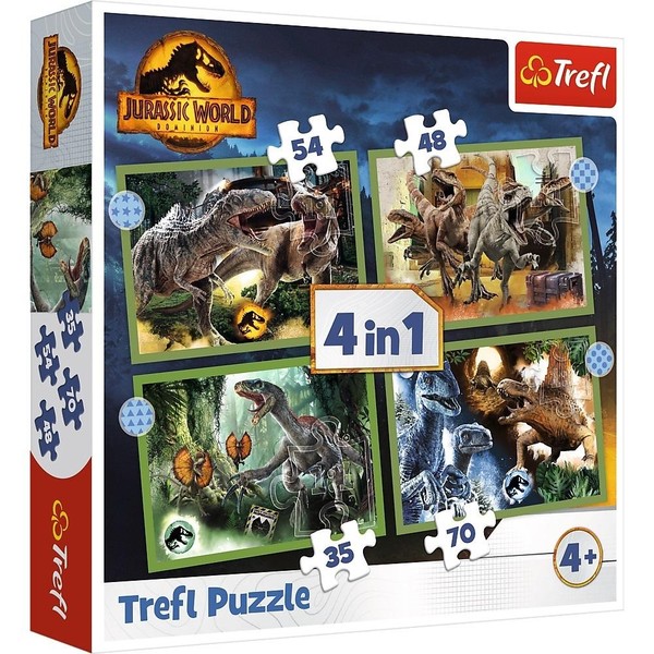 Puzzle 4w1 Groźne dinozaury 35, 48, 54 i 70 elementów