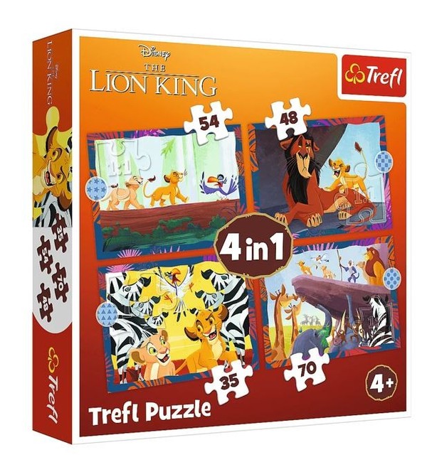 Puzzle 4w1 Odważny Król Lew 35, 48, 54 i 70 elementów