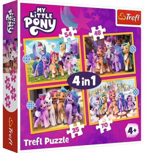 Puzzle 4w1 Poznaj kucyki Pony 35,48,54,70 elementów