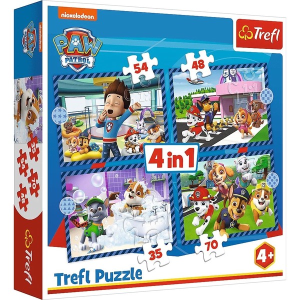 Puzzle 4w1 Psie sprawy Psi Patrol Paw Patrol 35, 48, 54 i 70 elementów