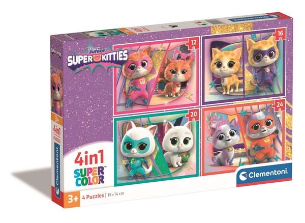 Puzzle 4w1 Super Kolor SuperKitties 12, 16, 20 i 24 elementy