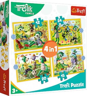 Puzzle 4w1 Wspólne zabawy Treflików. Rodzina Treflików 12, 15, 20 i 24 elementy