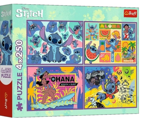 Puzzle Niezwykły Stitch 4x250 elementów