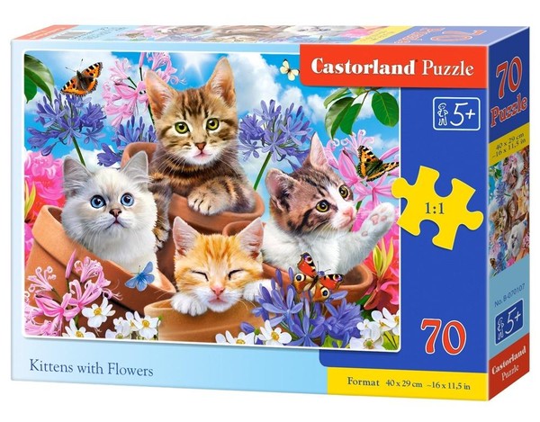 Puzzle Kotki z kwiatami 70 elementów