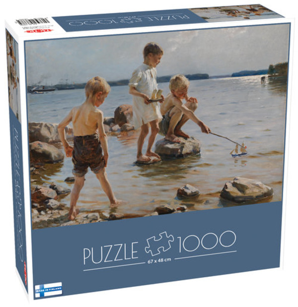 Puzzle Chłopcy bawiący się na wybrzeżu, Albert Edelfelt 1000 elementów