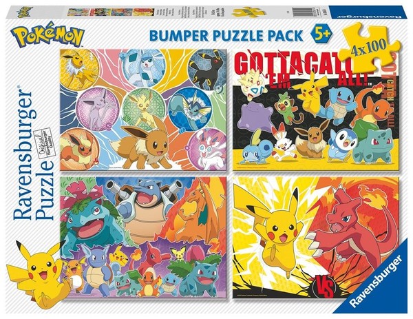 Puzzle dla dzieci Pokemon 4x100 elementów