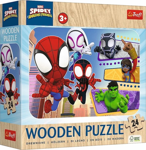 Puzzle drewniane Spidey i przyjaciele 24 elementy