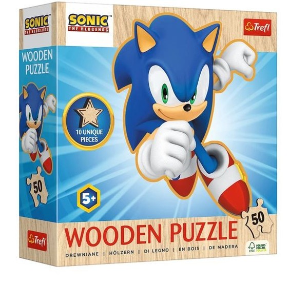 Puzzle drewniane Radosny Sonic 50 elementów