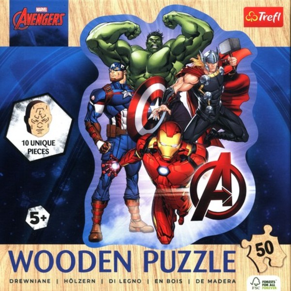 Puzzle drewniane Przygody Avengers 50 elementów