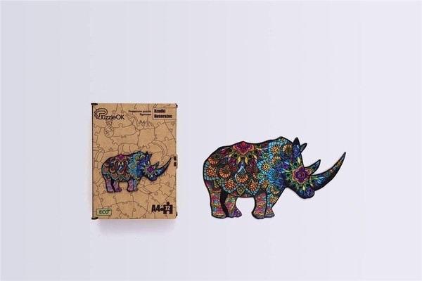 Puzzle drewniane eko Rzadki nosorożec 72 elementy