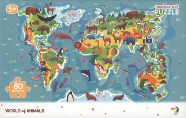 Puzzle mapa zwierząt 80 elementów