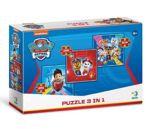 Puzzle Psi Patrol 3w1 25,36,54 elementy
